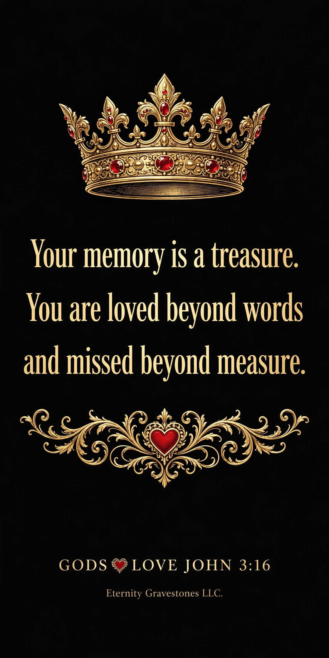 Crown art plate — the tribute, in gold on black